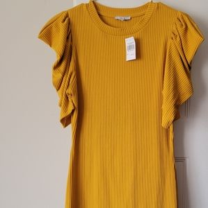 IRIS Mustard Ribbed Body Dress
